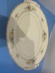 Vintage STS Japan Hand Painted Oval Serving Platter Pink Rose Flower Sprays - Picture 1 of 8
