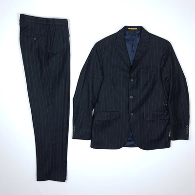 Terno de rugby Ralph Lauren 38/36 cinza listra de giz calça carvão W30 feita nos EUA - Imagem 1 de 4