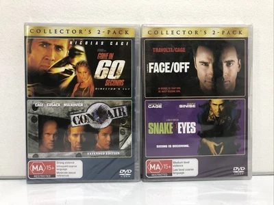 BRAND NEW Nicolas Cage Movie DVD Collection (4-Disc Set) Con Air Face Off Snake - Image 1 of 4