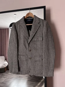 Giacca blazer Polo Ralph Lauren spina di pesce lino/seta/lana TAGLIA 6 beige - Foto 1 di 8