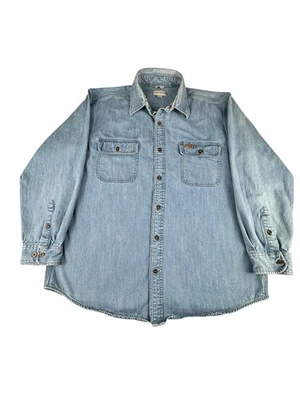 Camisa de mezclilla Carhartt XL para hombre Chaqueta de ajuste relajado Azul Bolsillos Camisa de trabajo occidental Foto 1 de 4