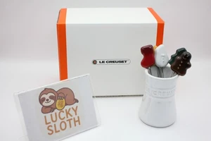 Le Creuset Vorspeisen Picks Obstgabeln & Keramikglas Weihnachten 2023 unbenutzt - Bild 1 von 13