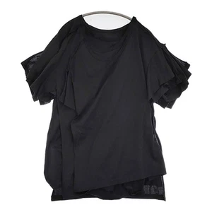 B Yohji Yamamoto 2 Mercerized Jersey Triple-Layer S/S T-Shirt 2 black 5-0815S♪ - Picture 1 of 8