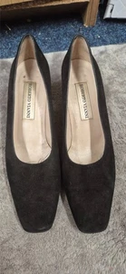 size 8 ladies black suede block heel roberto vianni shoes - Picture 1 of 5