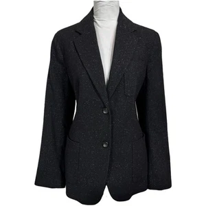 NEW Talbots Grace Fit Tailored Blazer Jacket Size 12 Black Speckled Wool Blend - Picture 1 of 19