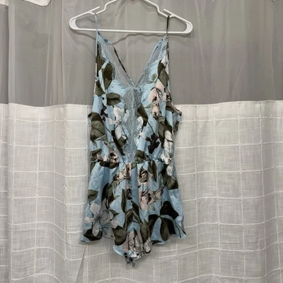 Женский комбинезон Victoria's Secret синий цветочный кружевной M эластичный цельный - Изображение 1 из 4