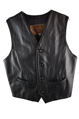 Chaleco Chaleco AMI London Mujer Cuero Botón Motociclista Negro Talla M Foto 1 de 4