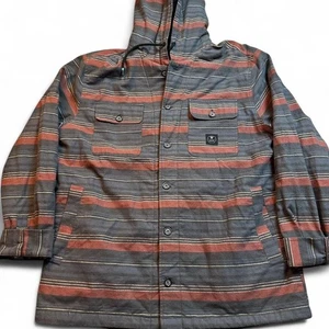 Sobrecamisa VISSLA TAYRONA para hombre Sherpa franela sudadera con capucha chaqueta a rayas grande nueva con etiquetas - Imagen 1 de 5