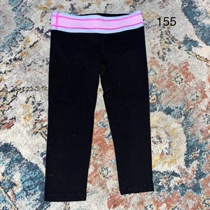 Ivivva Girls 8 Reversible Rhythmic Crop tights Black Pink quilt Lululemon - Picture 1 of 8