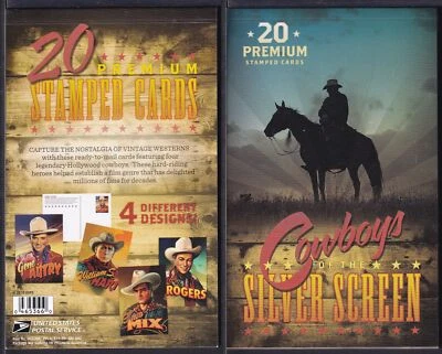 2010 Cowboys of Silver Screen 4 designs Sc UX600a MNH 28c booklet postal cards - Image 1 of 4
