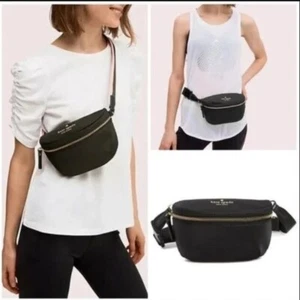 Kate Spade Black Watson Lane Betty Adj. Nylon Belt Fanny Pack 5.3 x 8.2 - Picture 1 of 8