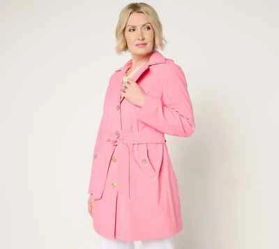 Gabardina Dennis Basso Resistente al Agua con Capucha-Rosa Rosa Rosa-Pequeña 3X-NUEVA-A679224 Foto 1 de 2