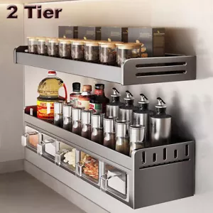 Wall Mounted Spice Rack Multifunctional Kitchen Storage no Drilling Required - Picture 1 of 9
