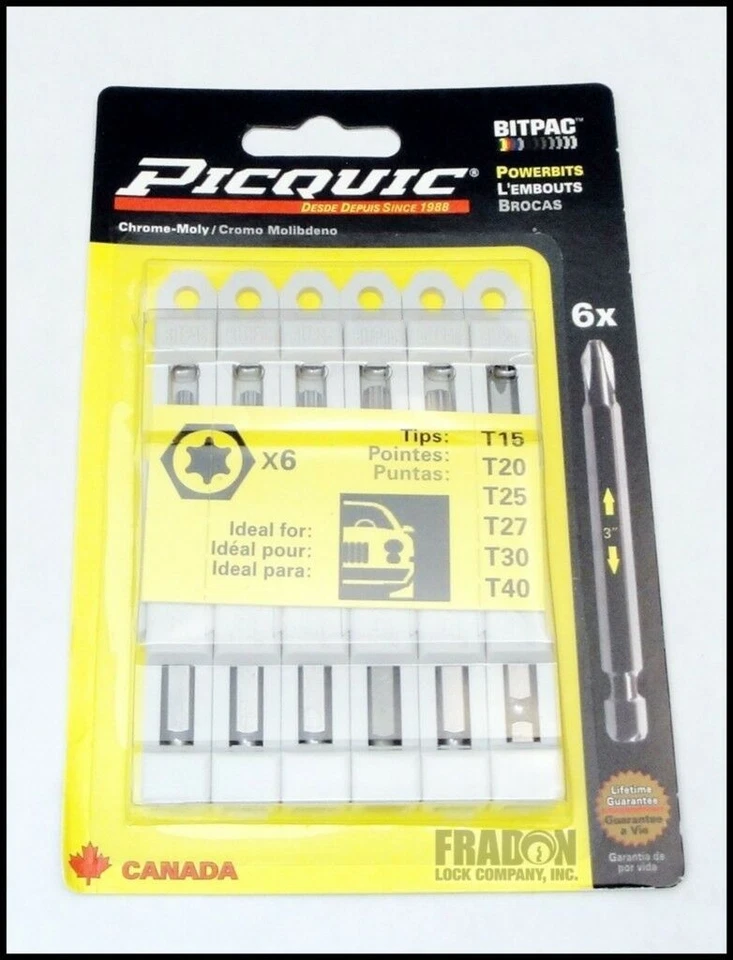 Picquic BitPac Bit Pack Replacement Set Robertson Hex Allen Torx Slotted SAE - Image 1 of 1