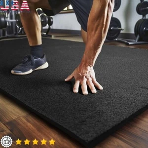 Black Sports Mat Outdoor Heavy duty Rubber Mat Gym Floor Outdoor Use Easy Care - Picture 1 of 10