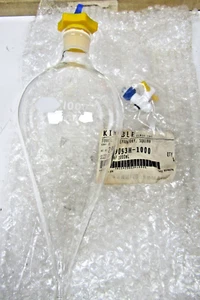๐ฅ NEW KIMAX KIMBLE SQUIBB 1000mL SEPARATORY FUNNEL # 27 WITH STOPPER & STOPCOCK - Picture 1 of 10