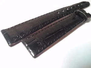 Concord Band 15/12mm BLACK Crocodile veritable, Swiss Made, shiny, 1 keeper - Picture 1 of 8
