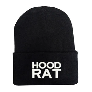 HOODRAT HOOD RAT BEANIE HAT (BLACK WITH WHITE LOGO) Free Shipping USA - Picture 1 of 1