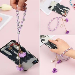 Keychain Wrist Rope Mobile Phone Lanyard Anti-lost Lanyard Flower Pendant - Photo 1 sur 14