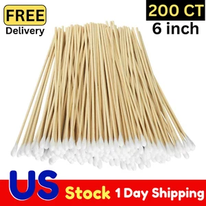 200 PCS Long Cotton Swabs with 6 Inch Wooden Bamboo Handle Q-tips for Cleaning - Picture 1 of 3