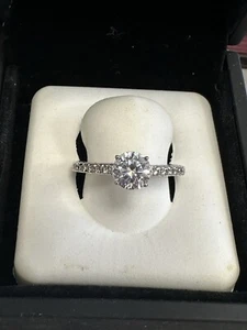 Solitaire 1 ct Cubic Zirconia Ring In Sterling Silver - Picture 1 of 4