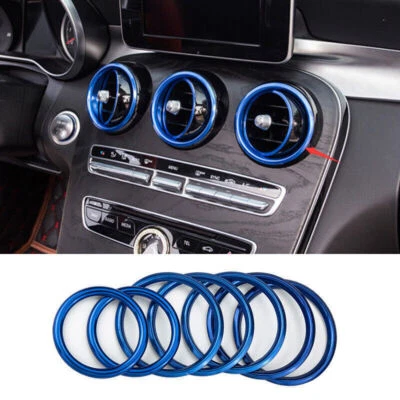 Para 2016-2021 Mercedes-Benz GLC console azul alumínio saída de ar anel decoração - Imagem 1 de 4