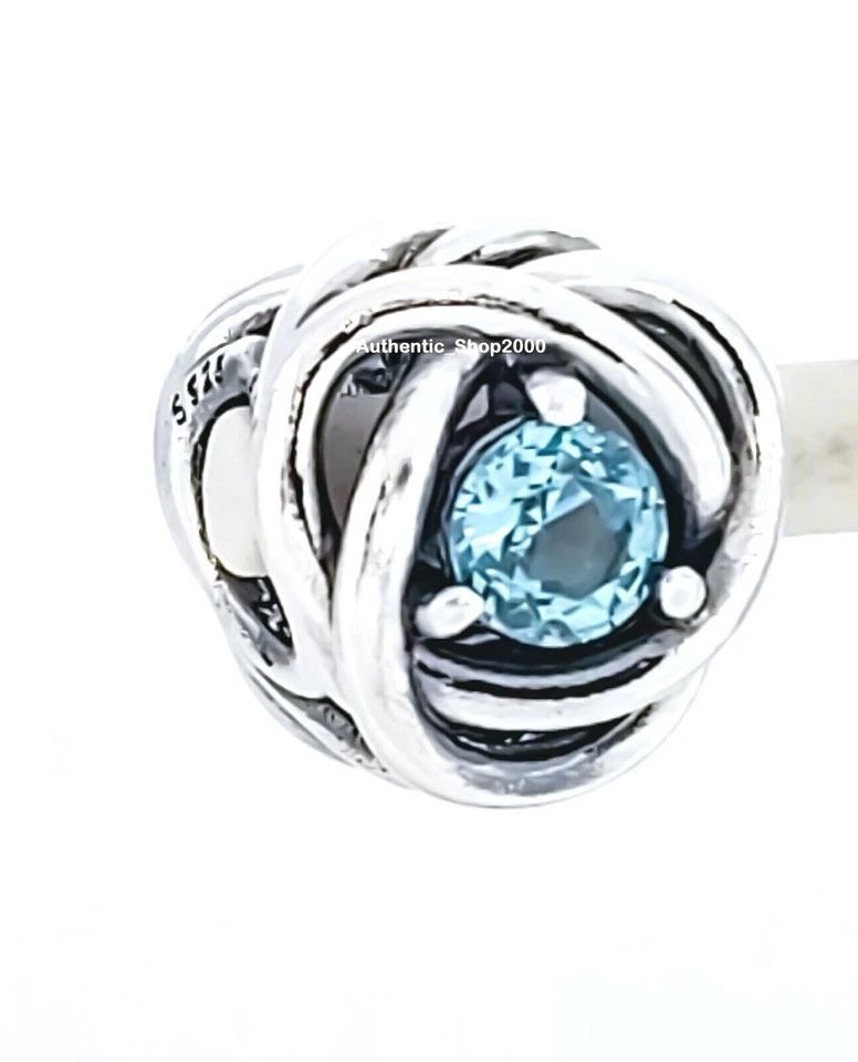 Authentic Pandora #790065C09 Sea Aqua Blue Eternity Circle Charm - March