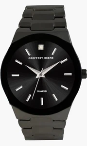 Geoffrey Beene Mens Watch Quad Edged Glass Diamond Bracelet Watch 41mm NEW - Picture 1 of 2