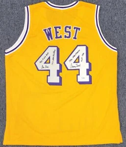 Jerry West signed 5x Stat Inscription Los Angeles Lakers Jersey auto Beckett BAS - Picture 1 of 6