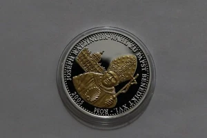 🧭 🇩🇪 GERMANY PROOF SILVER & GOLD PLATED MEDAL 2005 JOSEPH RATZINGER 40mm B71 - Picture 1 of 4