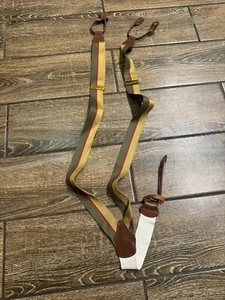 Dooney & Bourke Vintage Yellow Green Red Stripe Leather Braces Suspenders - Picture 1 of 1
