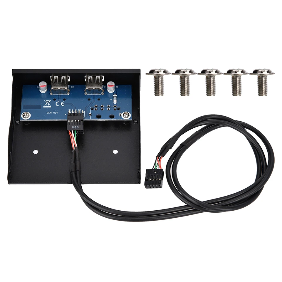 3.5in USB2.0 2 Port 9-pin Tinned Copper Wire Floppy Drive Front Panel Kit - Image 1 of 4