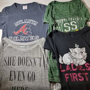 4 Lady Tops Medium Braves Campus Lifestyle Mean Girls Missouri Lions Aristocats - Picture 1 of 16