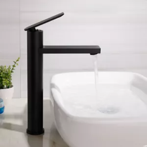 Grifo fregadero de baño grifo de montaje en cubierta de latón grifo de un solo orificio mezclador frío caliente negro - Imagen 1 de 5
