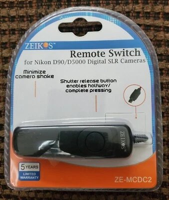 Zeikos ZE-MCDC2 Remote Swith For Nikon D90 & D5000 Digital SLR Cameras - New - Image 1 of 2