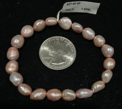 Artisan Pale Pink Cultured White Pearl  Stretchy Bracelet - Image 1 of 4