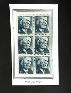 1965- U.S. PROMINENT AMERICANS 2c F.L. Wright Pane of 6 Sc#1280c  M/NH/OG ^ - Picture 1 of 1