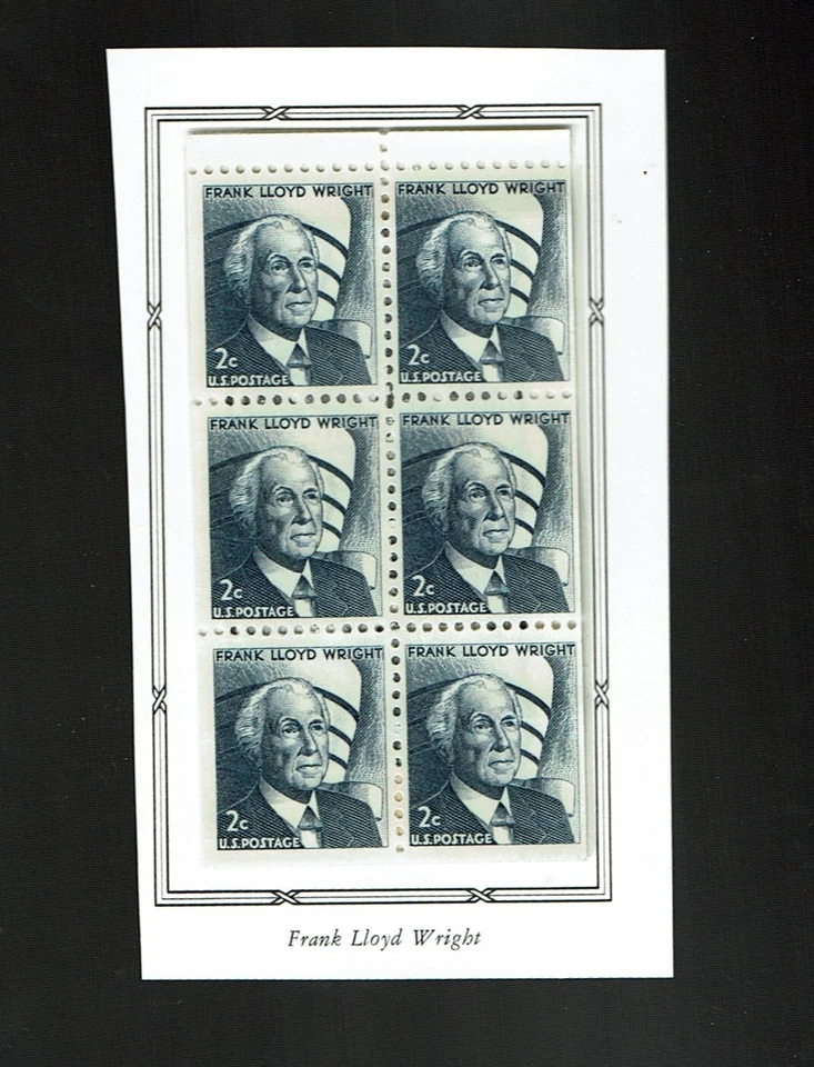 1965- U.S. PROMINENT AMERICANS 2c F.L. Wright Pane of 6 Sc#1280c  M/NH/OG ^ - Image 1 of 1