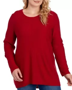 Two Twenty Five Plus Size 1X Red Zip Accent Tunic Sweater CASHMERE Blend NWT$88 - Picture 1 of 9
