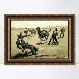Estampado enmarcado Enseñando a un poni Mustang a empacar juego muerto de Frederic Remington - Imagen 1 de 16