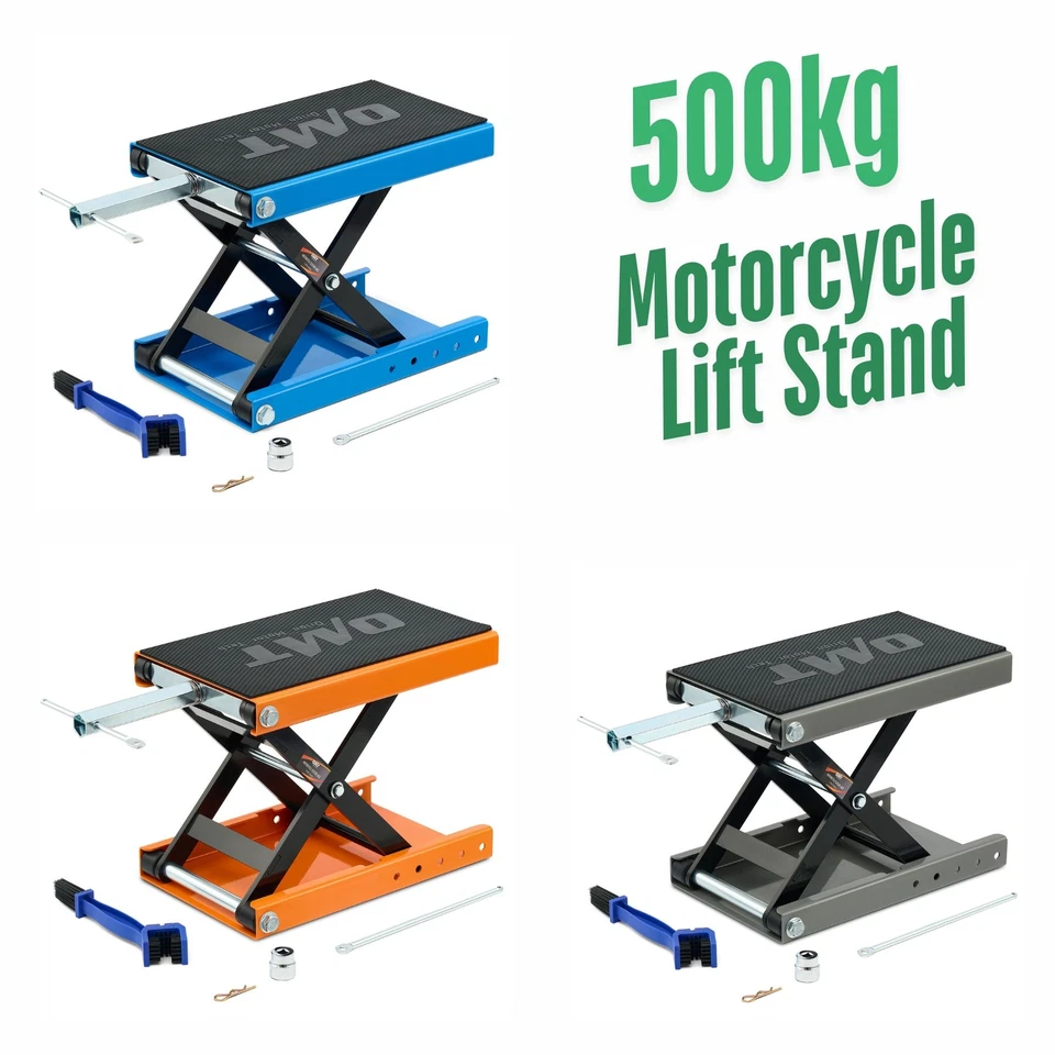 Macaco tesoura OMT 1100 lb para elevação de motocicleta suporte com alça em T deck largo - Imagem 1 de 4