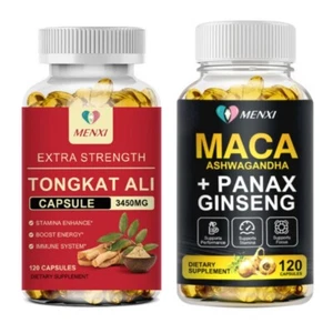 Male Enhancement Capsules - Testo Booster - with Tongkat, Maca vegan 120 + 120ct - Picture 1 of 20