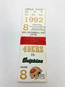 1992 Ticket San Francisco 49ers v Miami Dolphins Jerry Rice 101st Touchdown - Picture 1 of 10