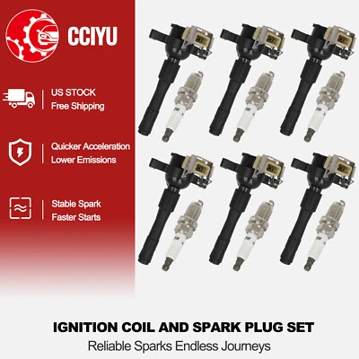 CCIYU 6 Ignition Coil + 6 Spark Plug For 2001-2002 BMW 325Ci 325i 325xi 2.5L L6 - Image 1 of 4