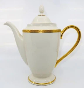 Lenox China HAVERFORD HALL Gold Encrusted 5 Cup Coffee Pot & Lid, 9 3/4" - Picture 1 of 9