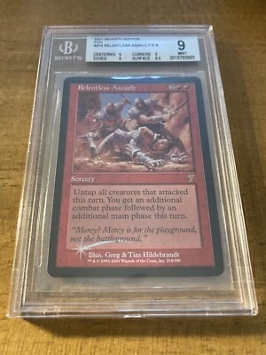 MTG✨RELENTLESS ASSAULT FOIL✨7th Edition BGS Quad 9’s+ MINT RARE 2001 POP 2 ! - Image 1 of 4