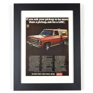 Camión GMC 1976 carrocería cuadrada Stepside original vintage anuncio enmarcado arte de pared camioneta GM - Imagen 1 de 4