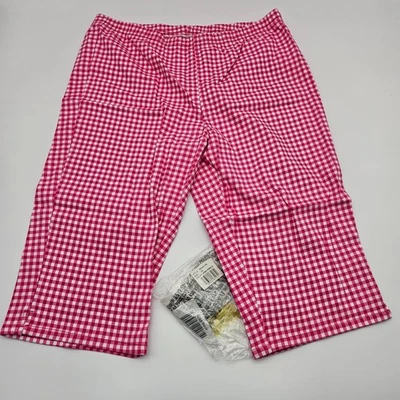 Pantalones de pijama recortados de guinga rosa blanco talla real para mujer ropa de dormir para salón Foto 1 de 4