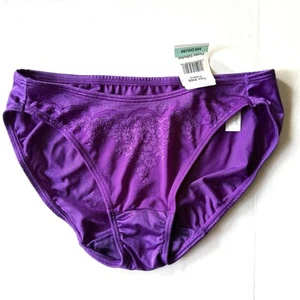 Vtg Playtex Hi-Cut Panties Briefs Sz Medium Style 2550  Purple Floral Satiny - Picture 1 of 18