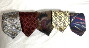 Lot of 5 Silk Ties Perry Ellis Portfolio John Henry Novelty Vintage Mixed Styles - Foto 1 di 14